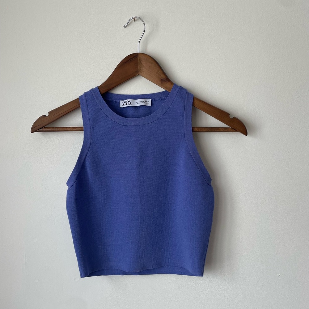 Zara Luxury Knit Crop Top in Stunning Cornflower Blue (FITS XS)
